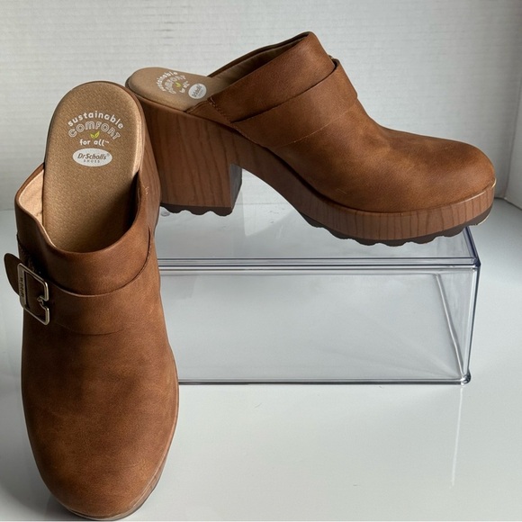 Dr. Scholl's Tan Leather Wake Up Clogs with Buckle Mules Size 9.5M - Picture 5 of 12